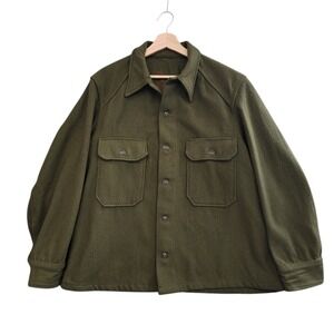 Vtg Military US Army OG-108 Wool Field Shirt M-1952 Mens Large Korean War 1952